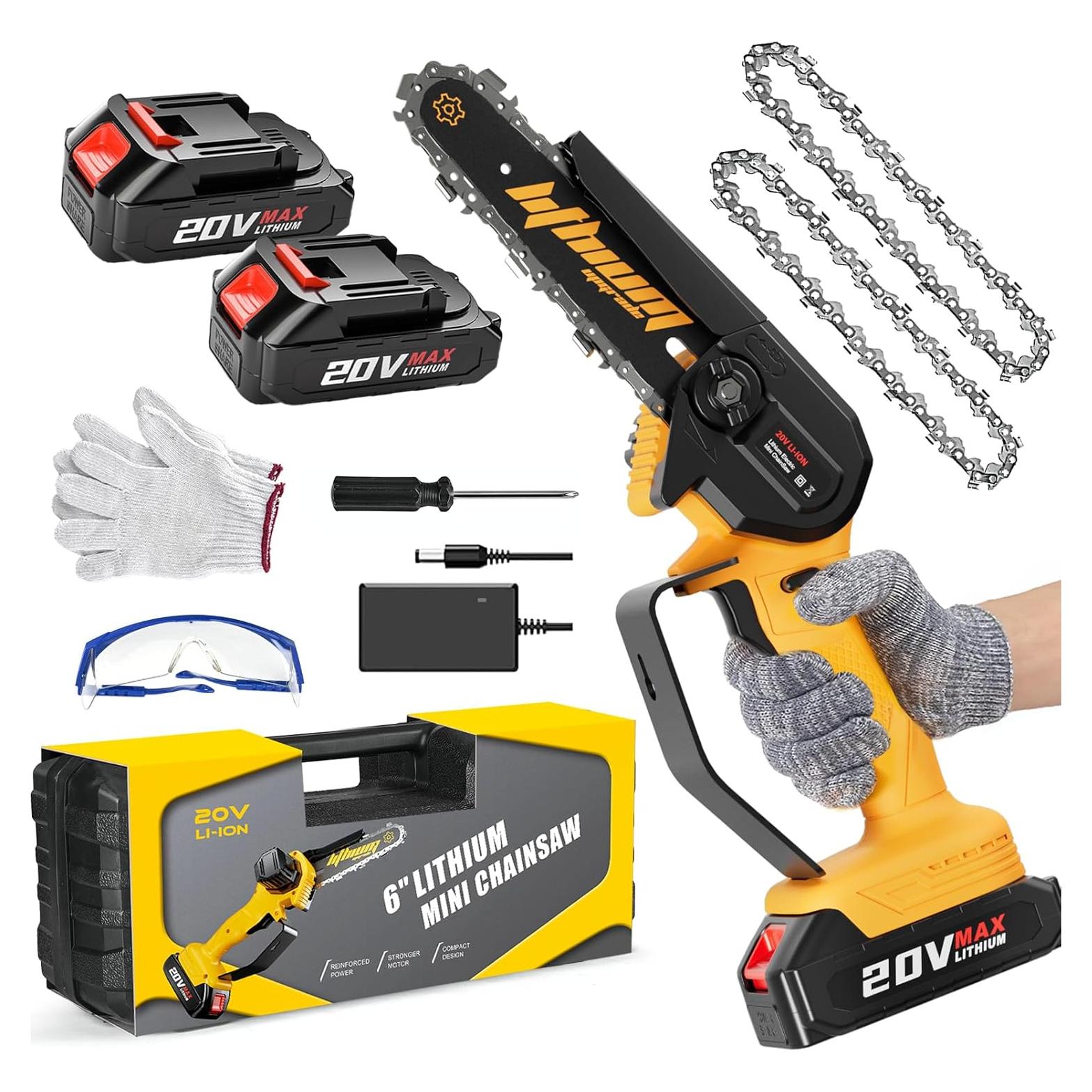 Motosierra eléctrica mini WEMARS 6" con 2 baterías 20V