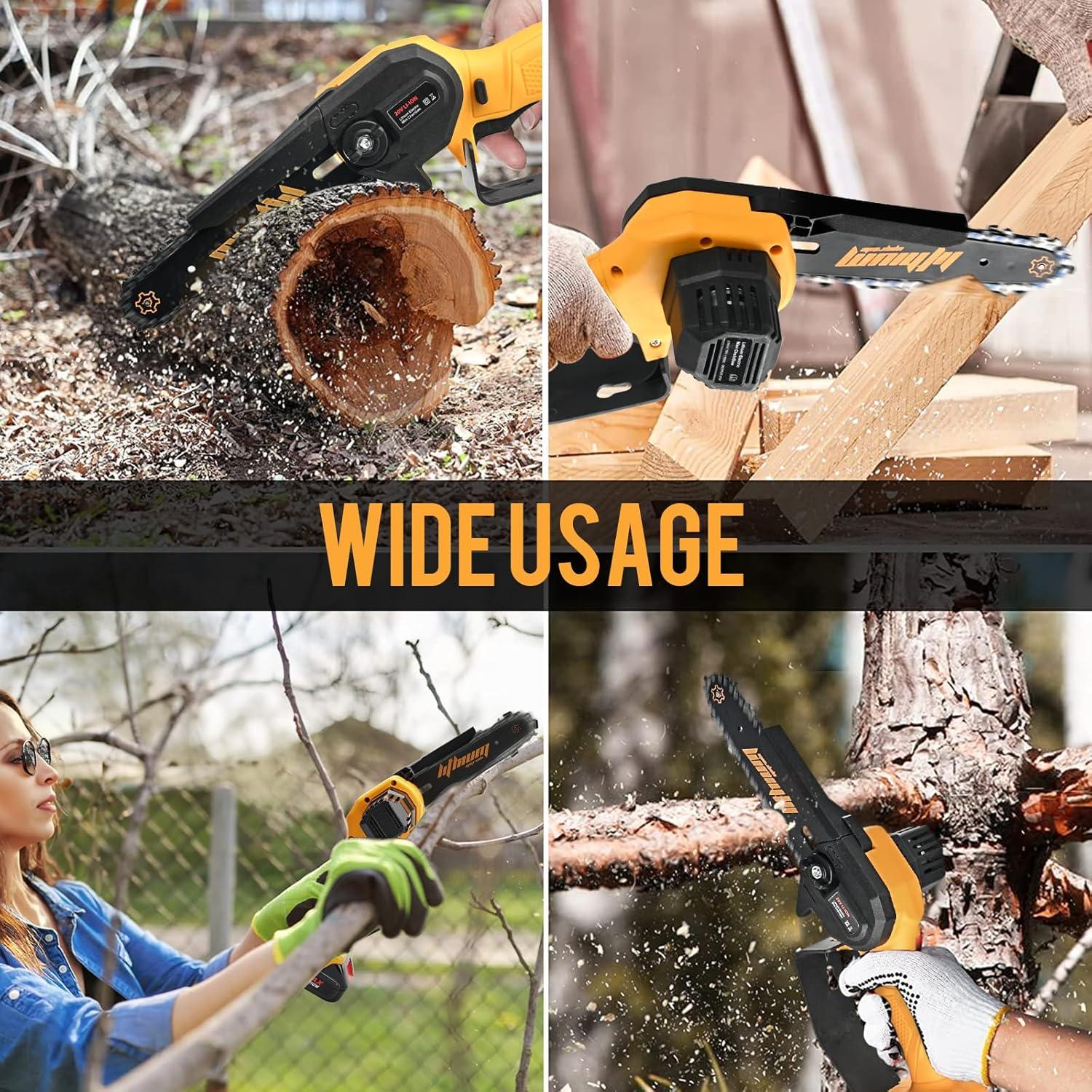 Motosierra eléctrica mini WEMARS 6" con 2 baterías 20V