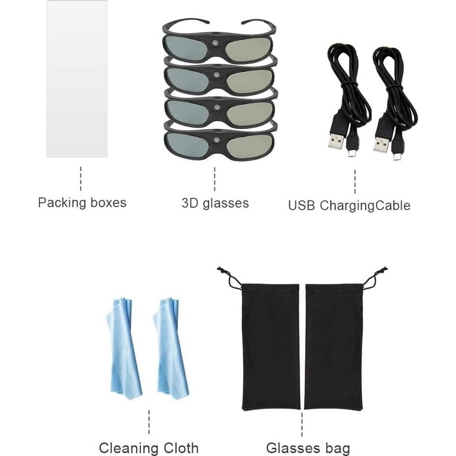 Gafas 3D DLP Link ELEPHAS 144Hz recargables para proyectores