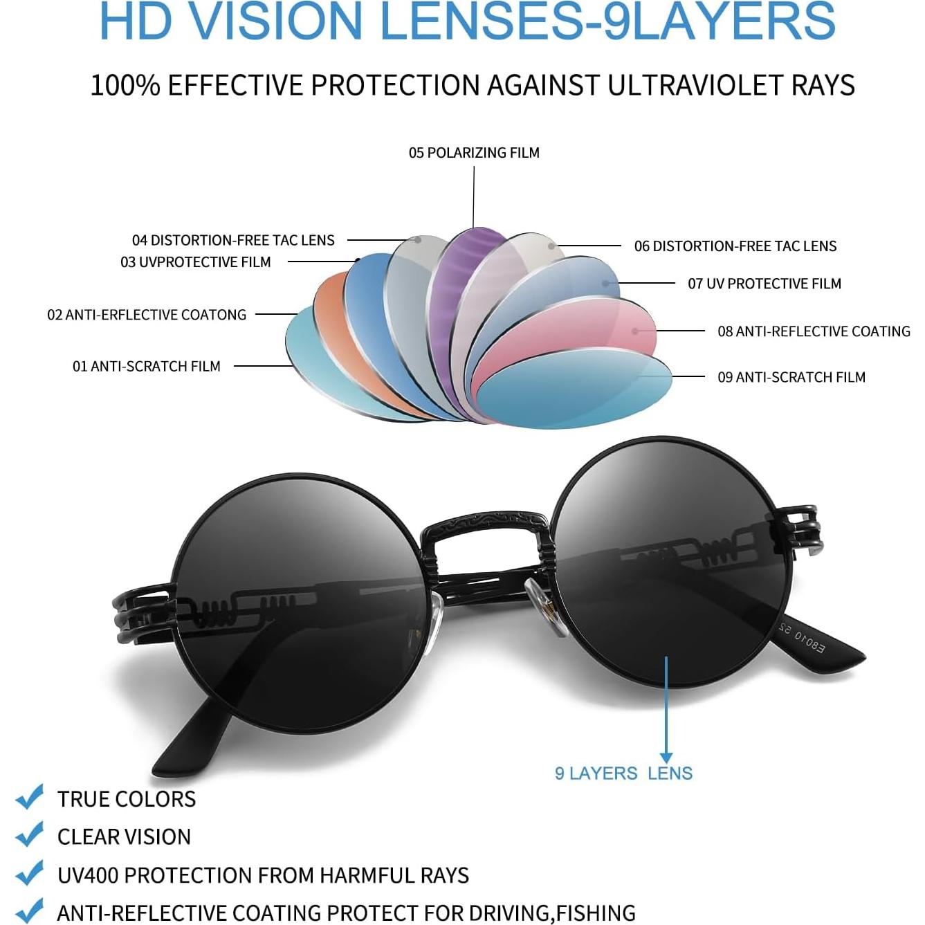 Gafas de sol redondas Steampunk Glclrs - Protección UV