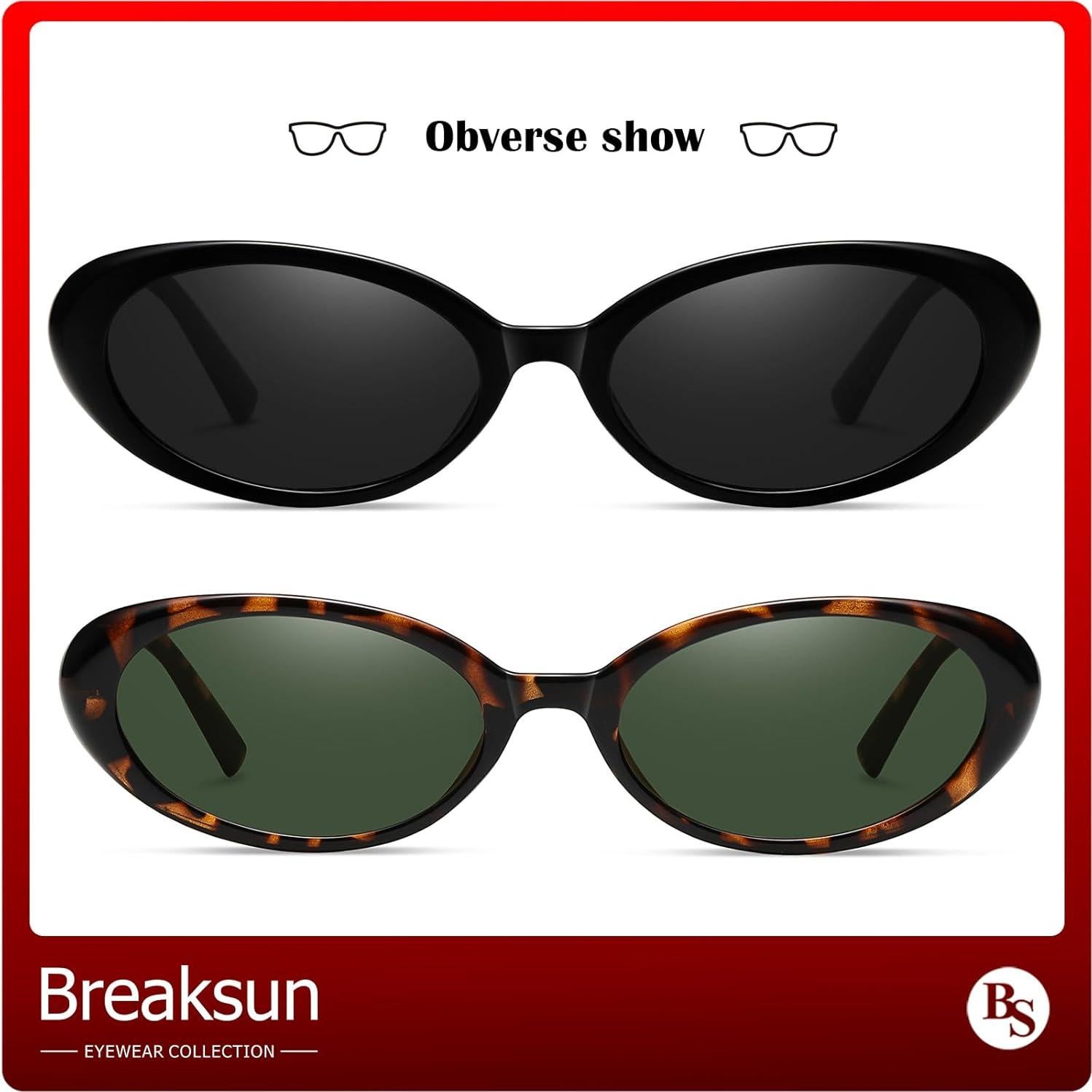 Gafas de sol ovaladas retro Breaksun - UV 400 - Paquete de 2