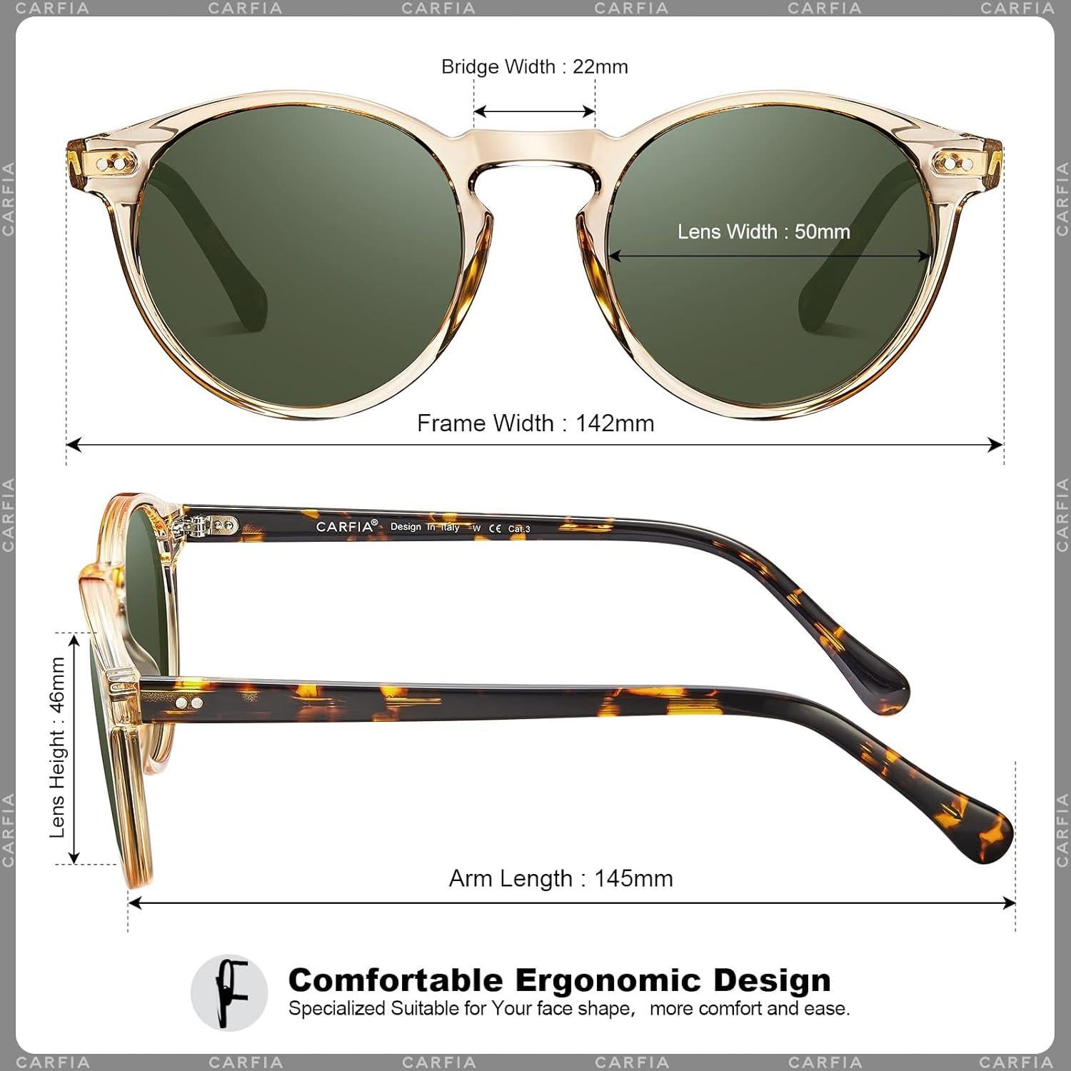 Gafas de sol redondas CARFIA con protección UV polarizada