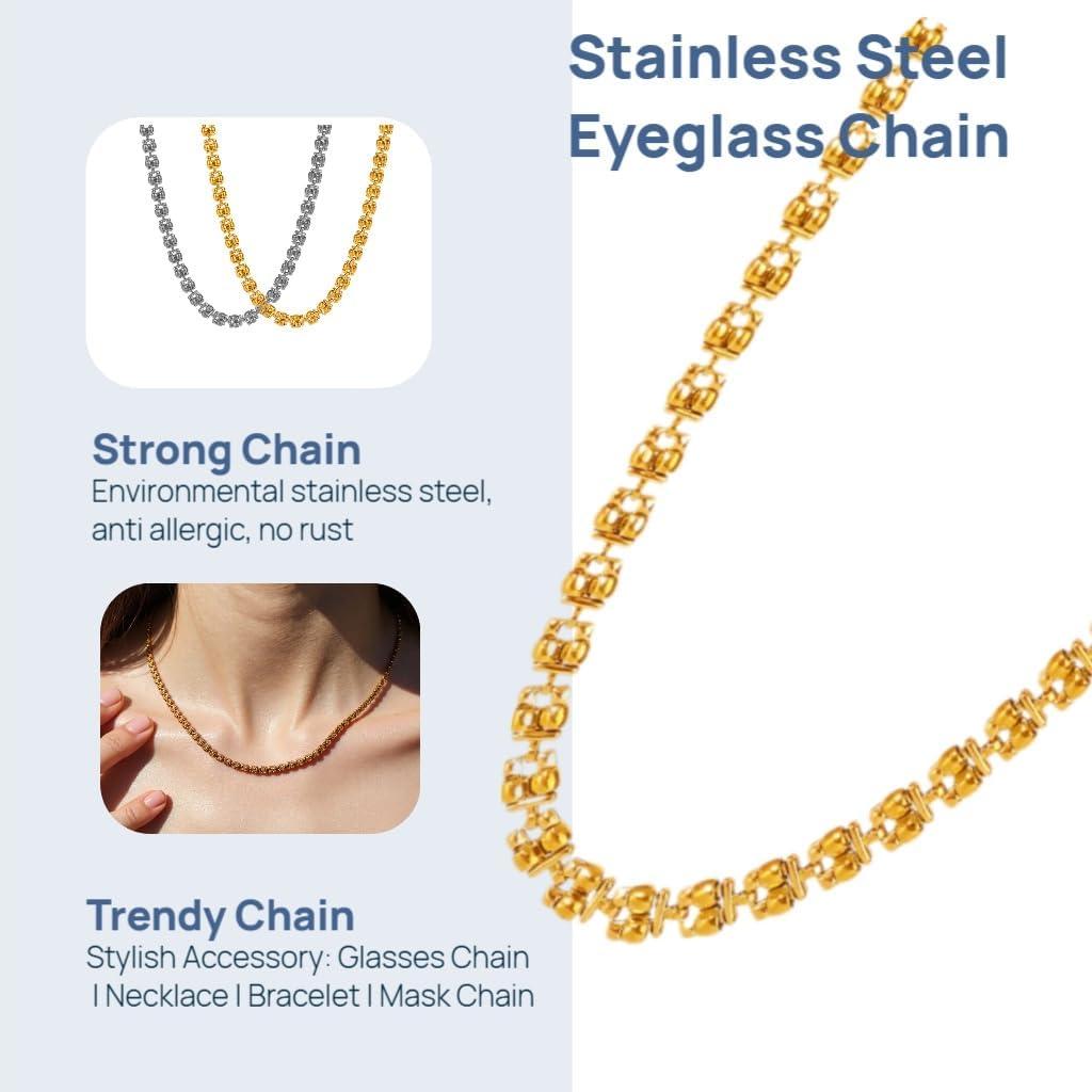 Cadena de Gafas de Acero Inoxidable Plateada Unisex 73.66 cm