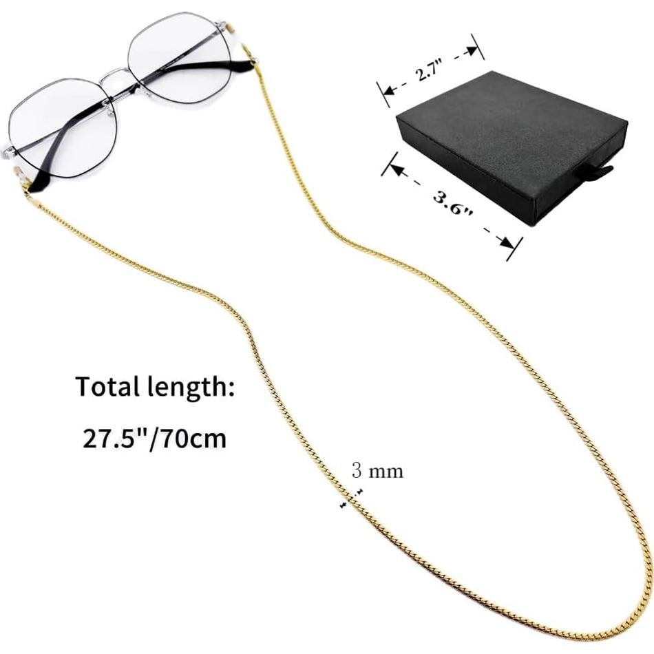 Cadena de Gafas de Acero Inoxidable para Mujeres - 73.66 cm - Oro