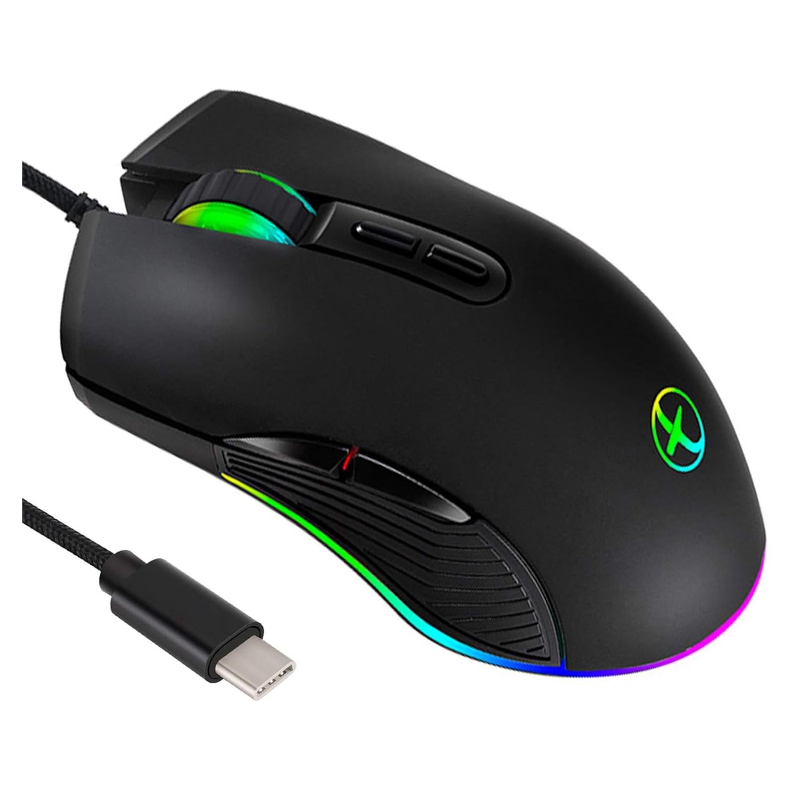Ratón USB C IULONEE Ergonómico 3200 DPI RGB Negro