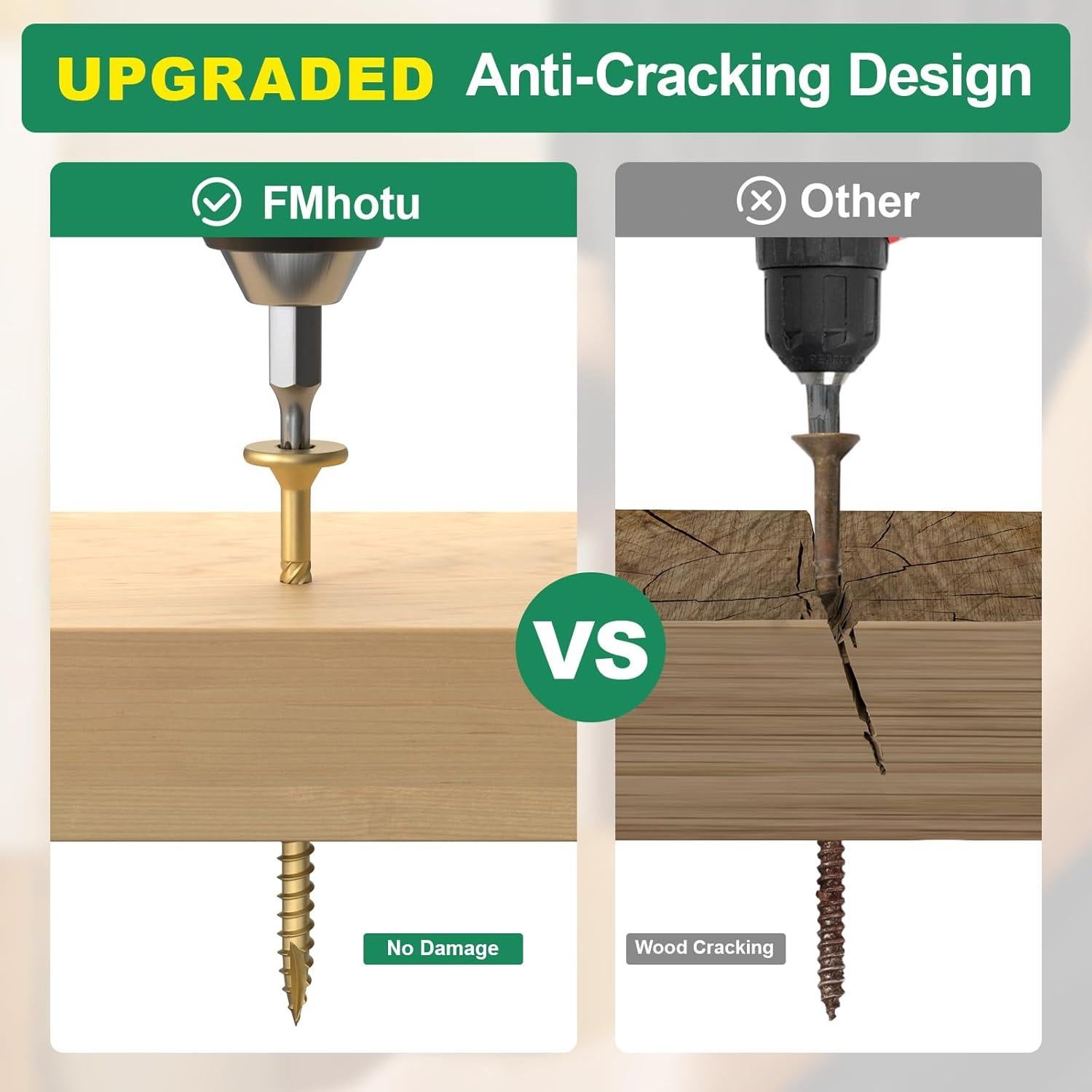 Kit de Tornillos para Madera FMhotu 50 Pcs 73 mm Tan