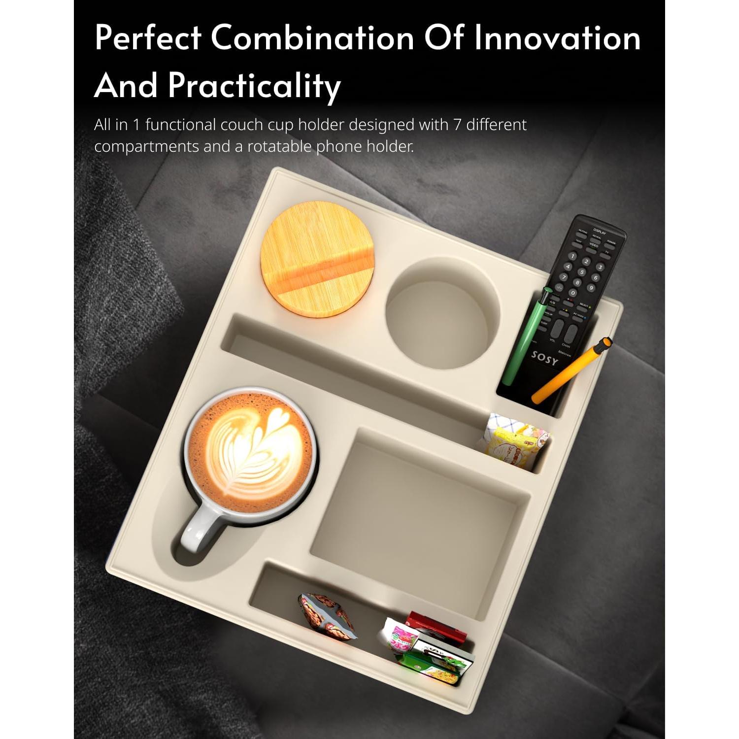 Bandeja organizadora para sofá RGBDOT - Soporte para taza y snacks
