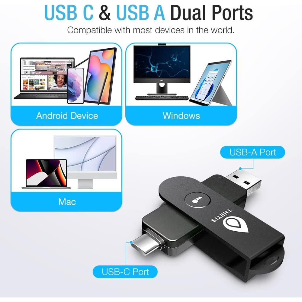 Llave de Seguridad Thetis Pro FIDO2 USB-C y USB-A