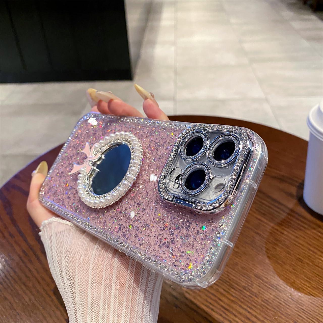 Funda protectora TPU para iPhone 16 Pro Max con soporte y brillo