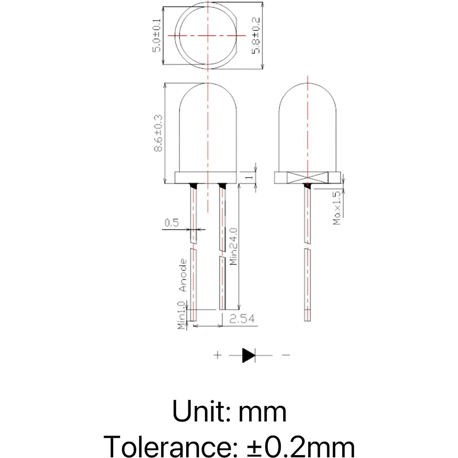 Luces LED Rojas 5mm WOTOFULIN 100pcs 20mA Lente Clara