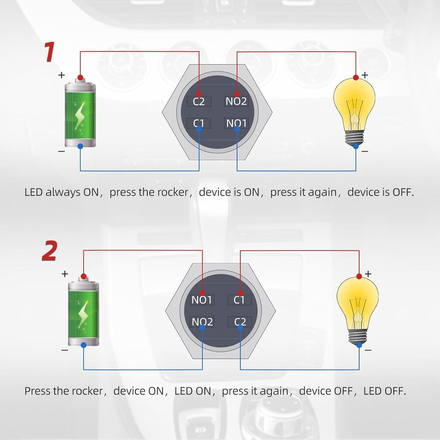 Interruptor de Palanca IP65 APIELE 22mm Acero Inoxidable LED Azul