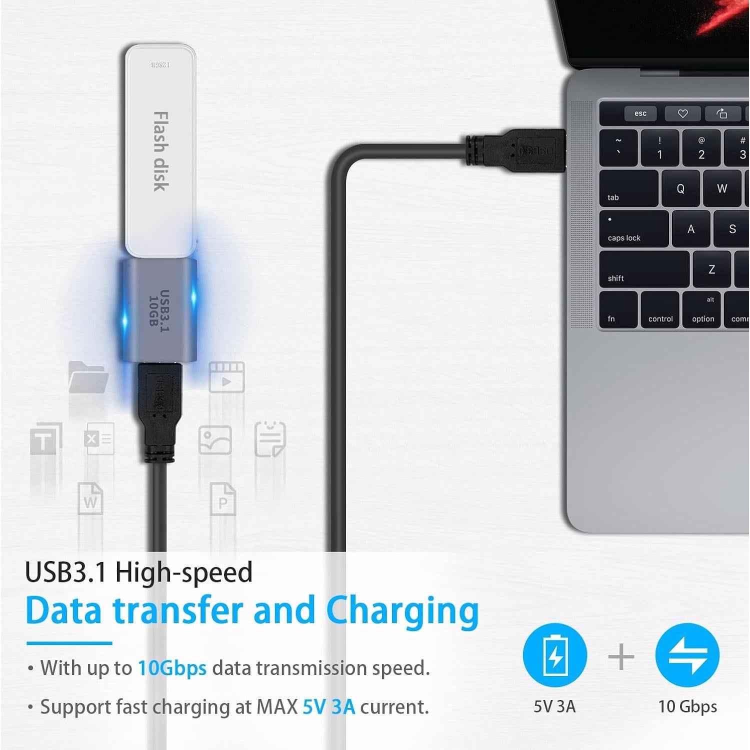Adaptador Poyiccot USB C a A 3.1 Gen2 10Gbps 1-Pack