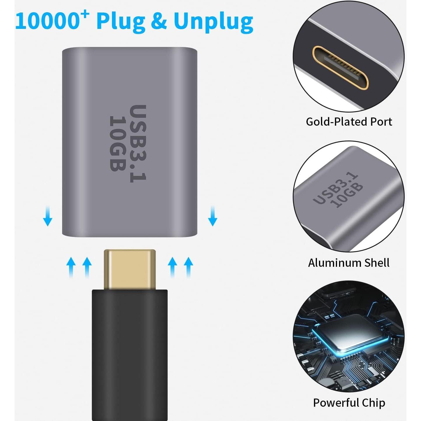 Adaptador Poyiccot USB C a A 3.1 Gen2 10Gbps 1-Pack