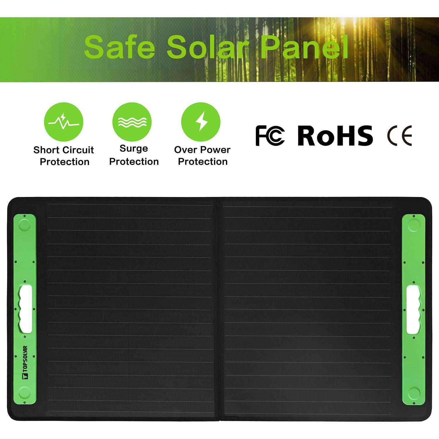 Panel Solar Plegable 100W Topsolar Carga Rápida USB DC 19V