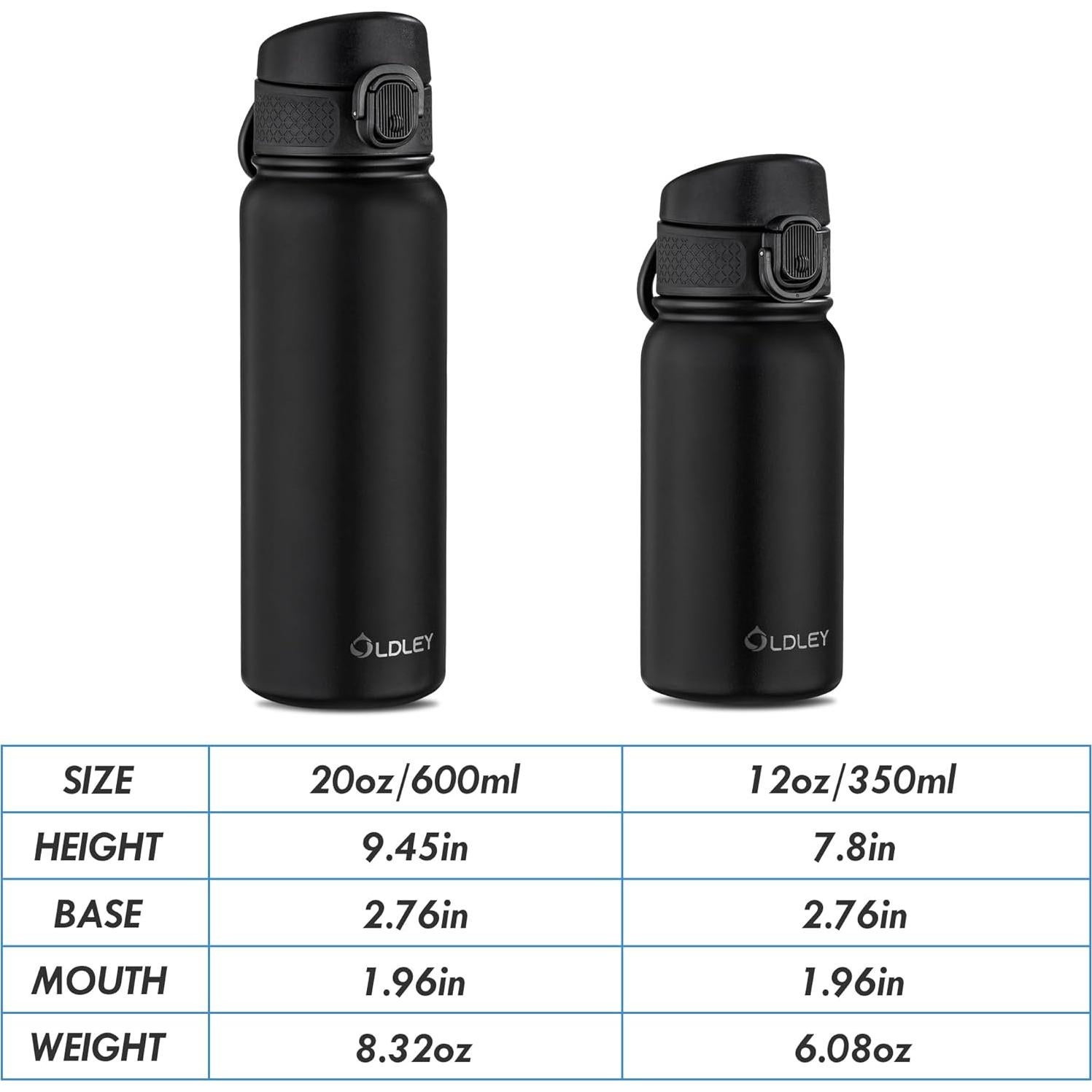 Botella de Agua Aislada OLDLEY 355 ml Niños Negra