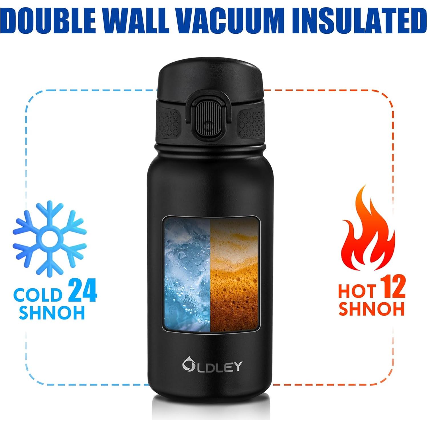 Botella de Agua Aislada OLDLEY 355 ml Niños Negra