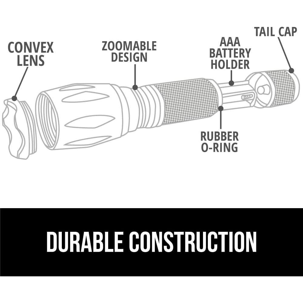 Linterna Táctica LED GORILLA GRIP 345 Lúmenes Resistente Agua