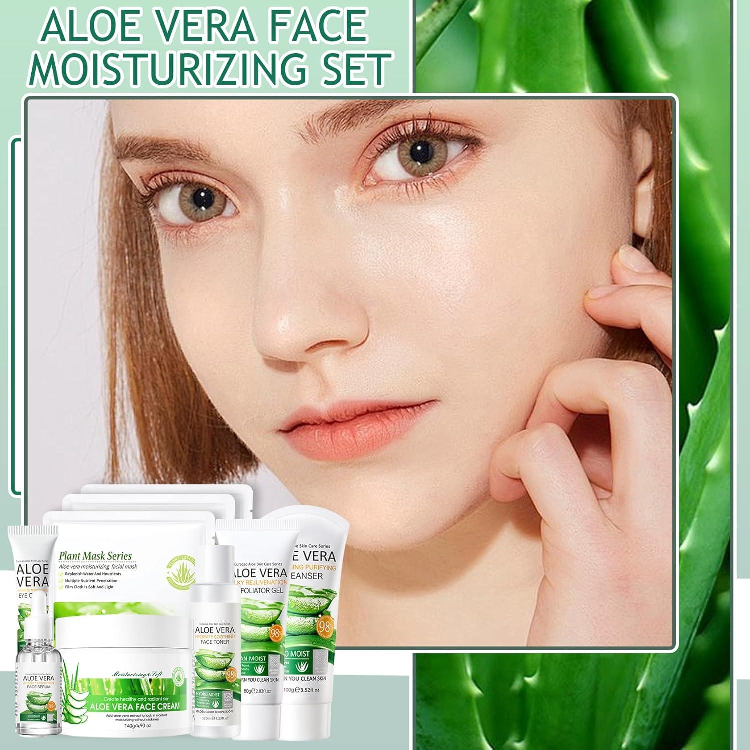 Kit de Cuidado de Piel Aloe Vera DWDiWen 9 Piezas Hidratante