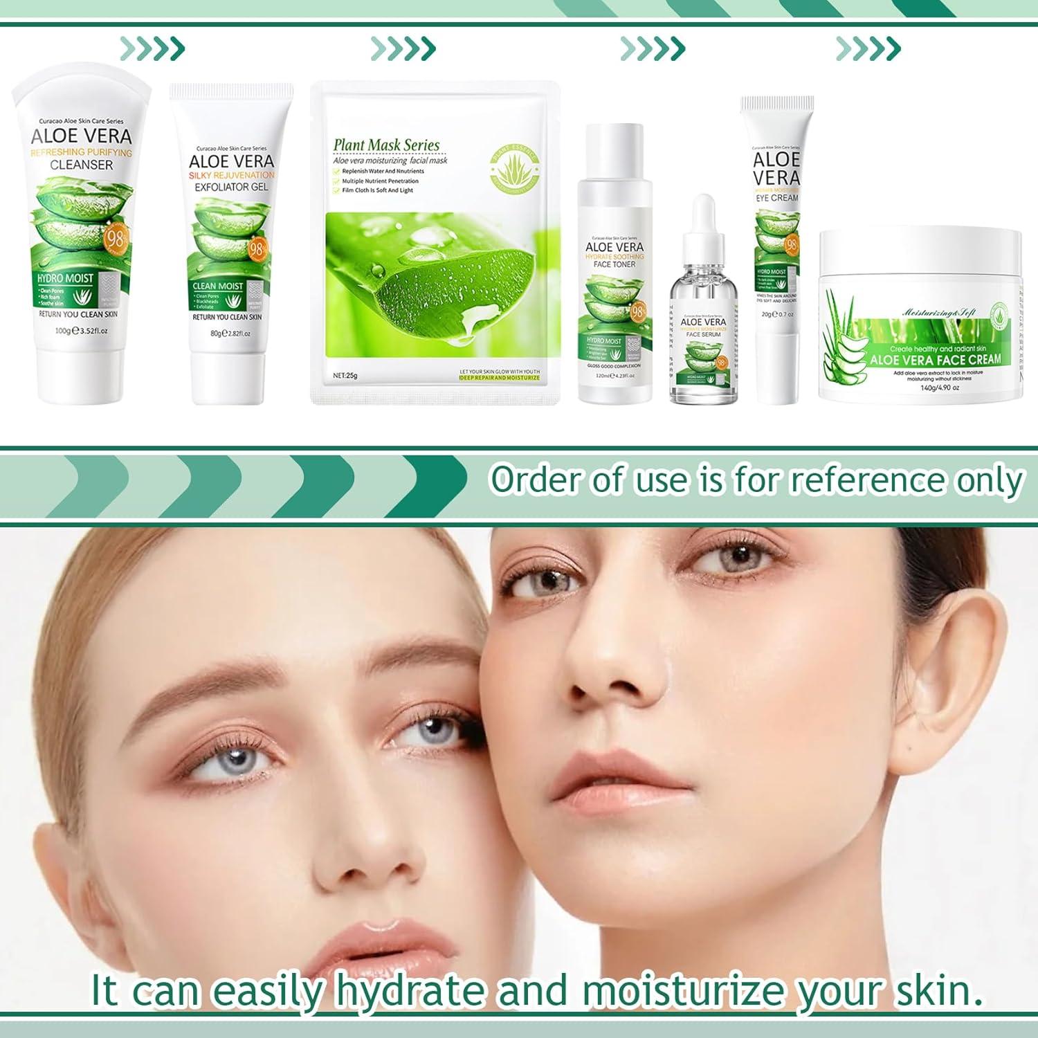 Kit de Cuidado de Piel Aloe Vera DWDiWen 9 Piezas Hidratante