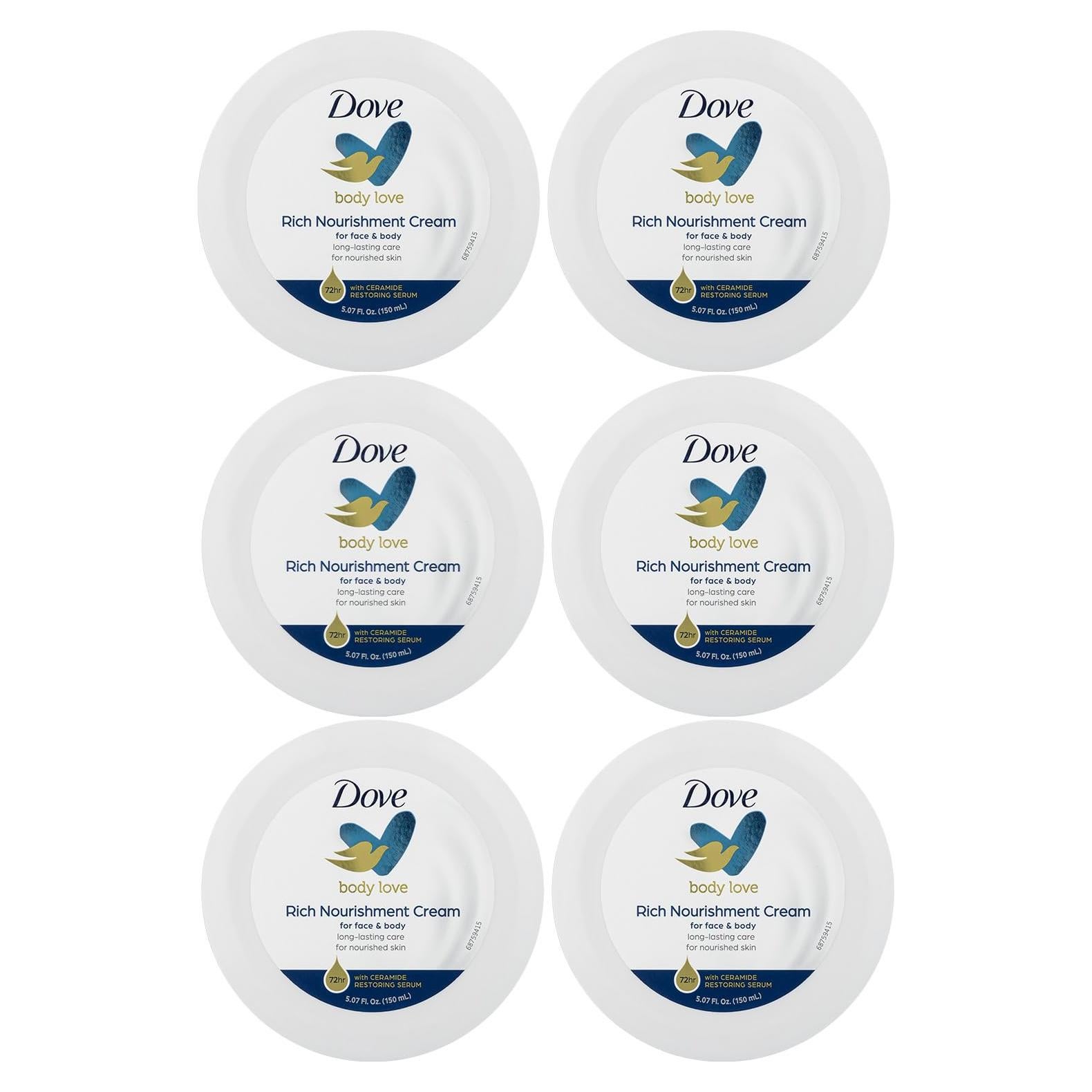Crema Hidratante Dove Body Love 150 ml x6 para Piel Seca