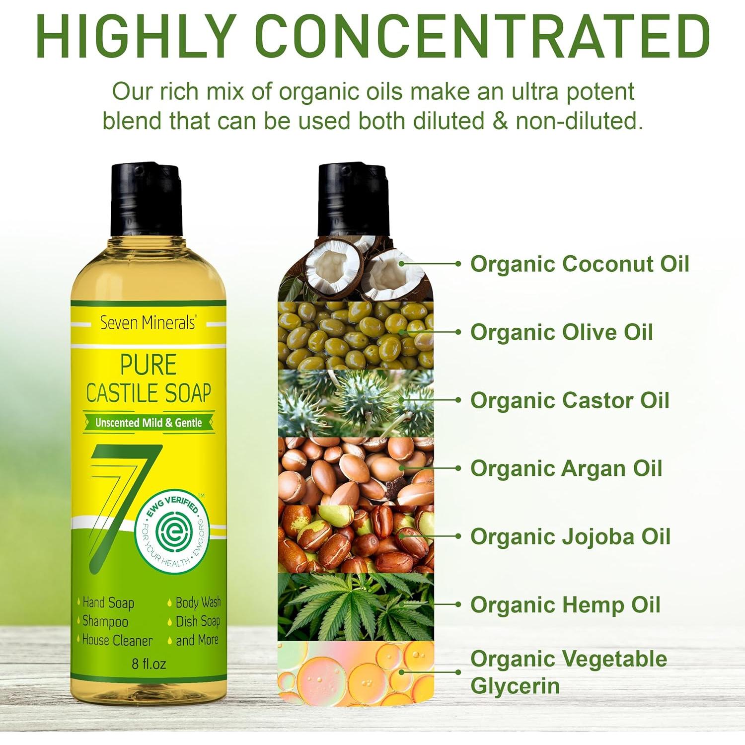 Jabón Líquido de Castilla Puro Seven Minerals 236.6 ml Vegano