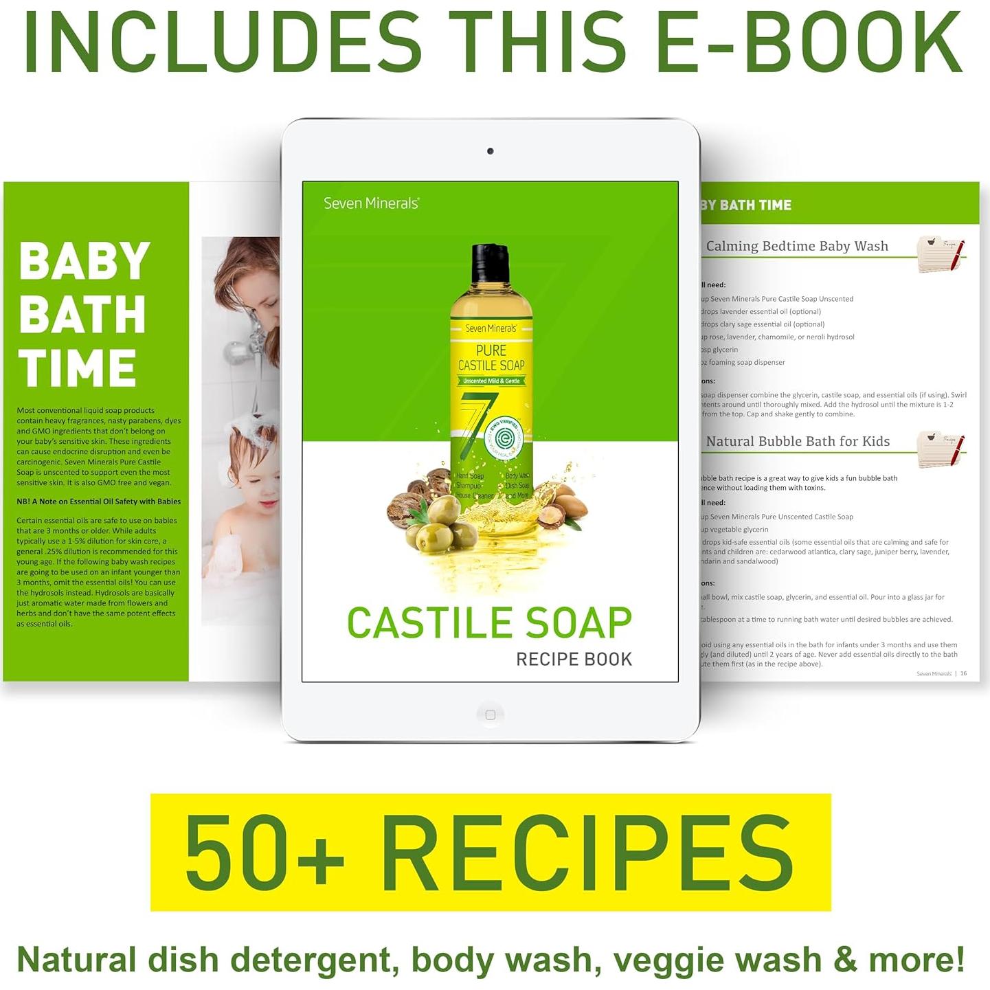 Jabón Líquido de Castilla Puro Seven Minerals 236.6 ml Vegano