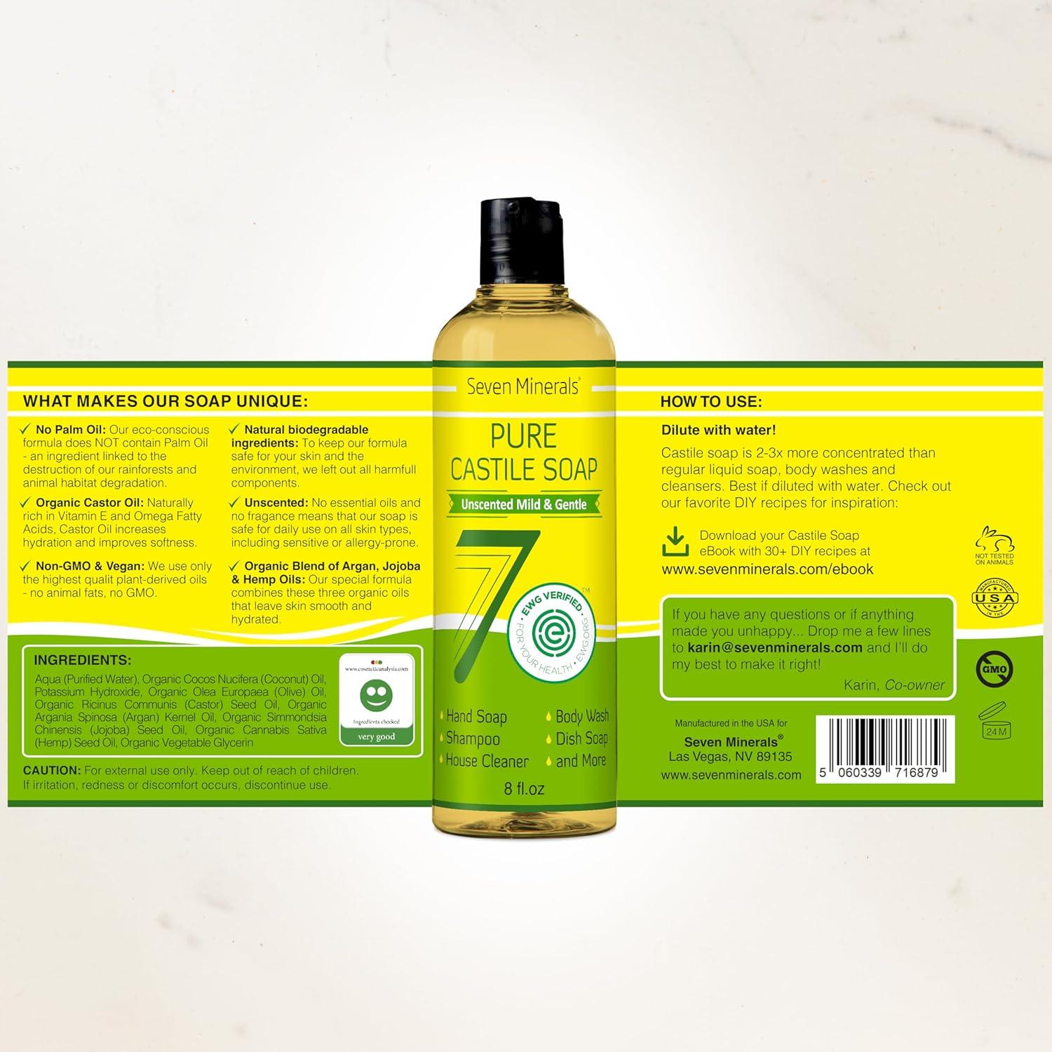 Jabón Líquido de Castilla Puro Seven Minerals 236.6 ml Vegano