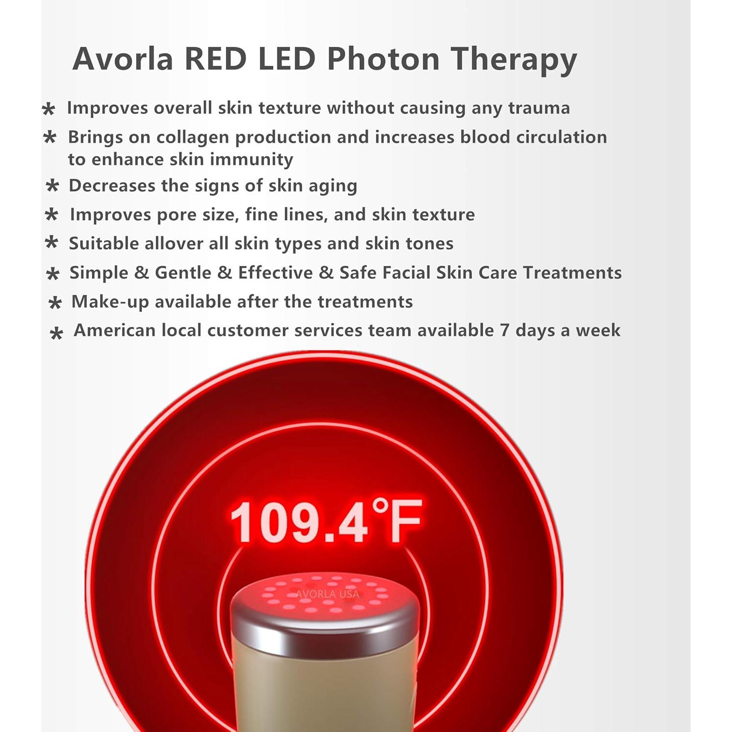 Masajeador Facial Avorla de Luz Roja Infrarroja Oro