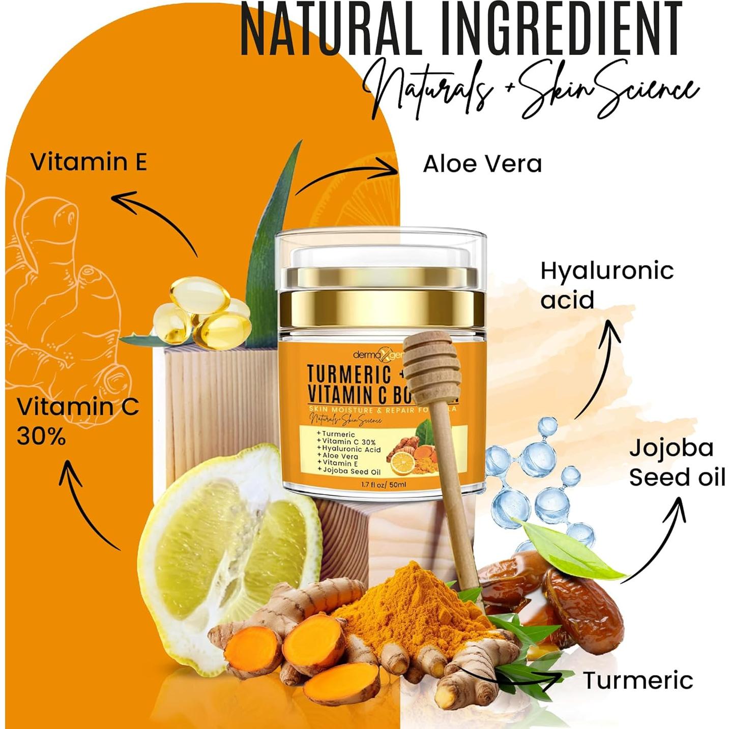 Crema Facial de Cúrcuma Naturals+SkinScience 50ml - Vitamina C 30%
