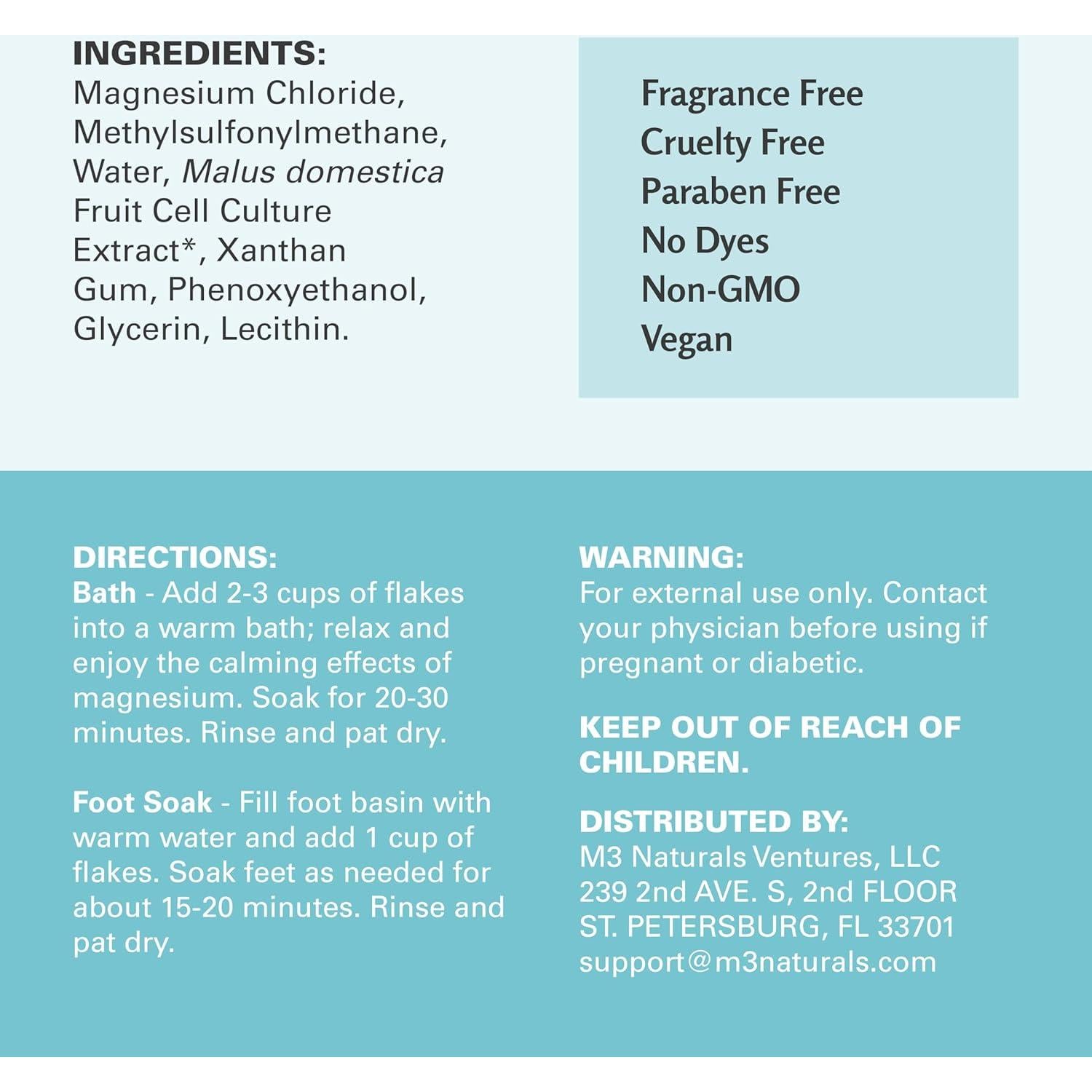 M3 Naturals Copos de Magnesio 793.79 g - Sales de Baño Calmantes