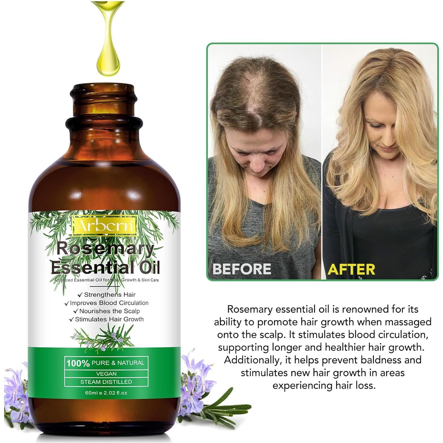 Aceite de Romero Orgánico 100% Puro - 30 ml x 2 para Cabello