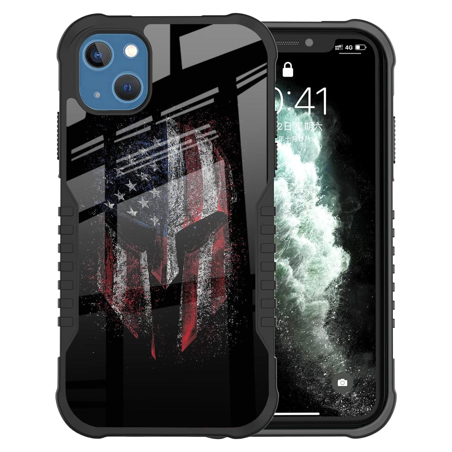 Funda protectora para iPhone 13/14 GUWJSO diseño guerrero espartano