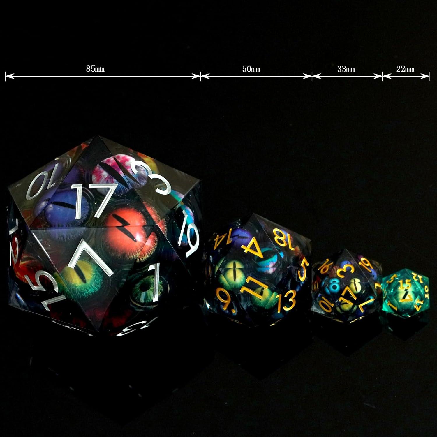 Dado D20 Ojo de Dragón 85mm Maywin - Poliédrico Líquido