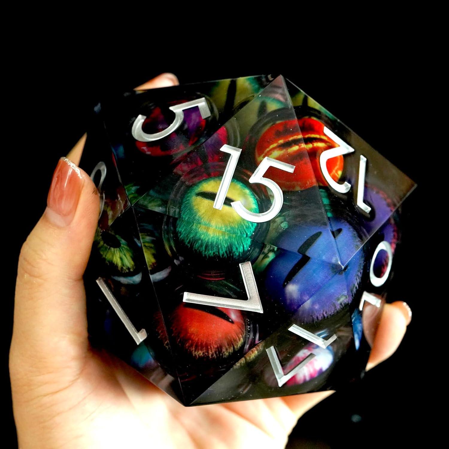 Dado D20 Ojo de Dragón 85mm Maywin - Poliédrico Líquido