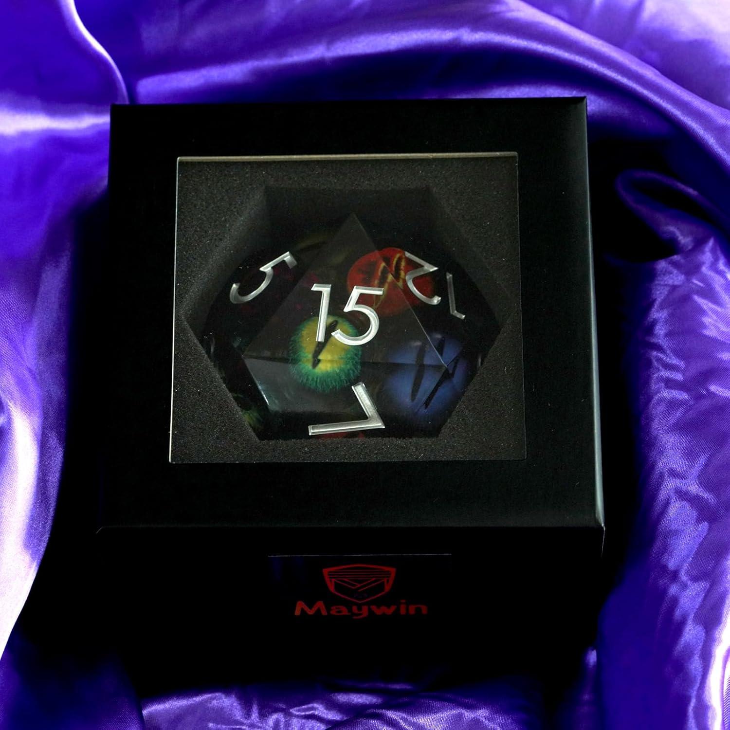 Dado D20 Ojo de Dragón 85mm Maywin - Poliédrico Líquido