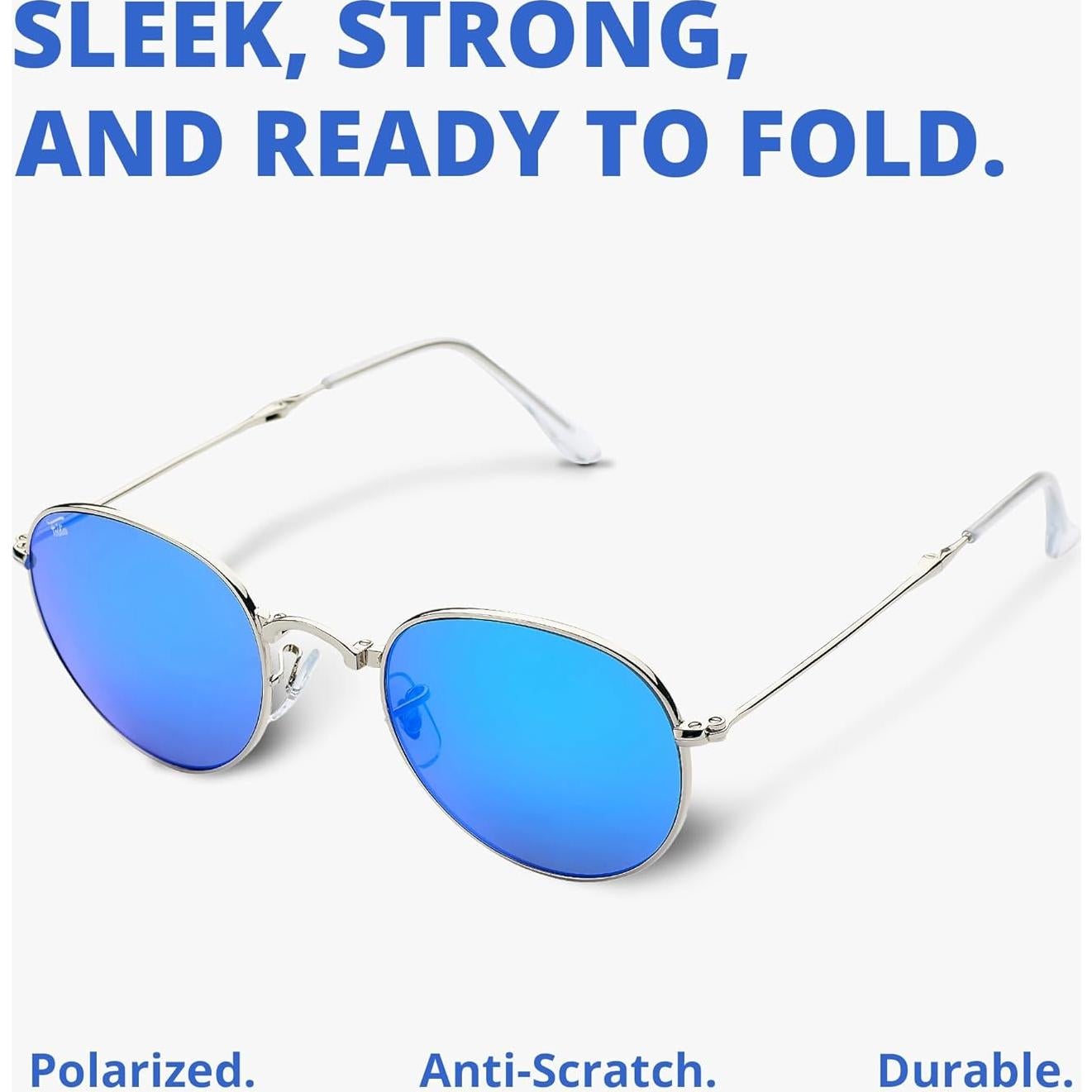 Gafas de sol plegables HepTEK polarizadas UV400 plateadas