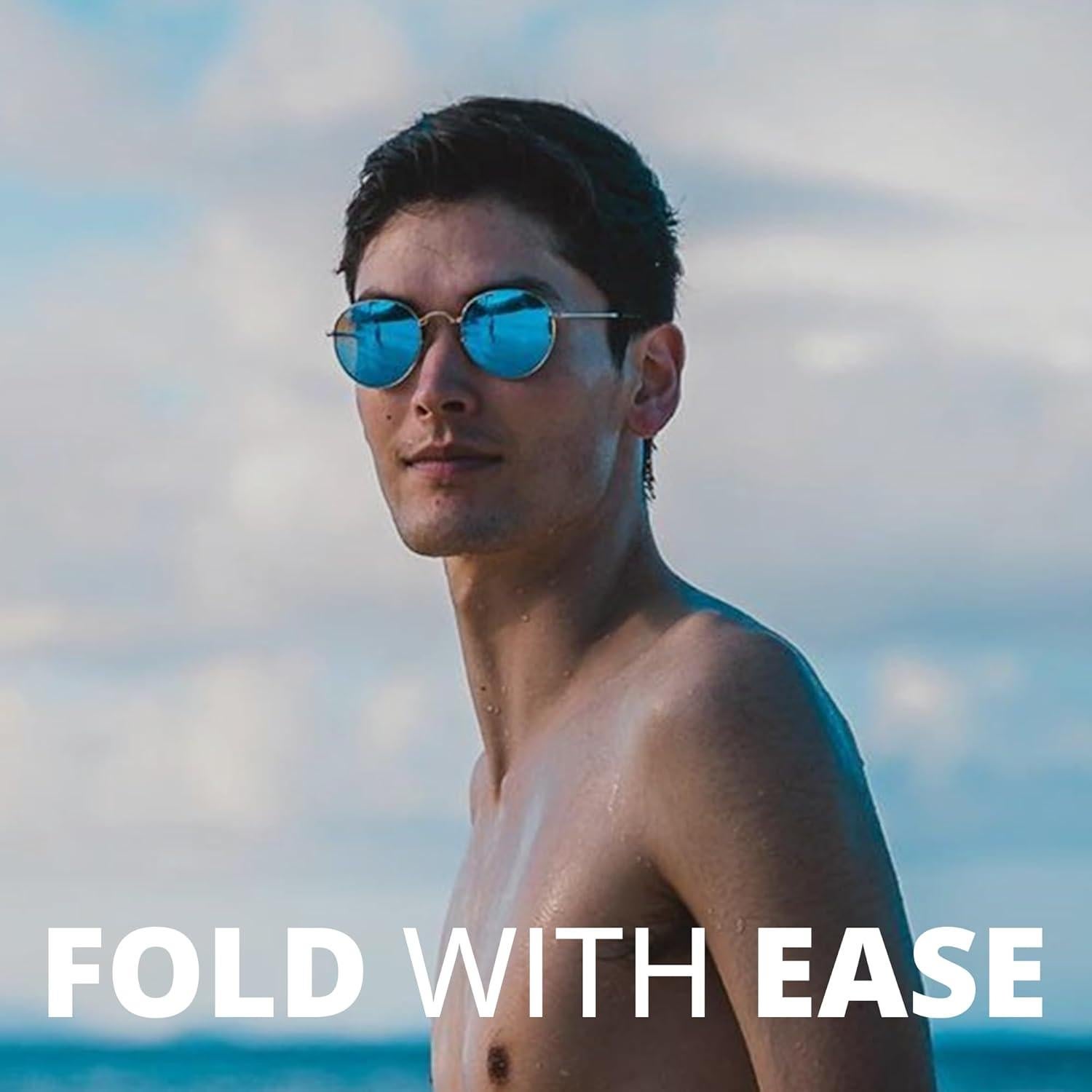 Gafas de sol plegables HepTEK polarizadas UV400 plateadas