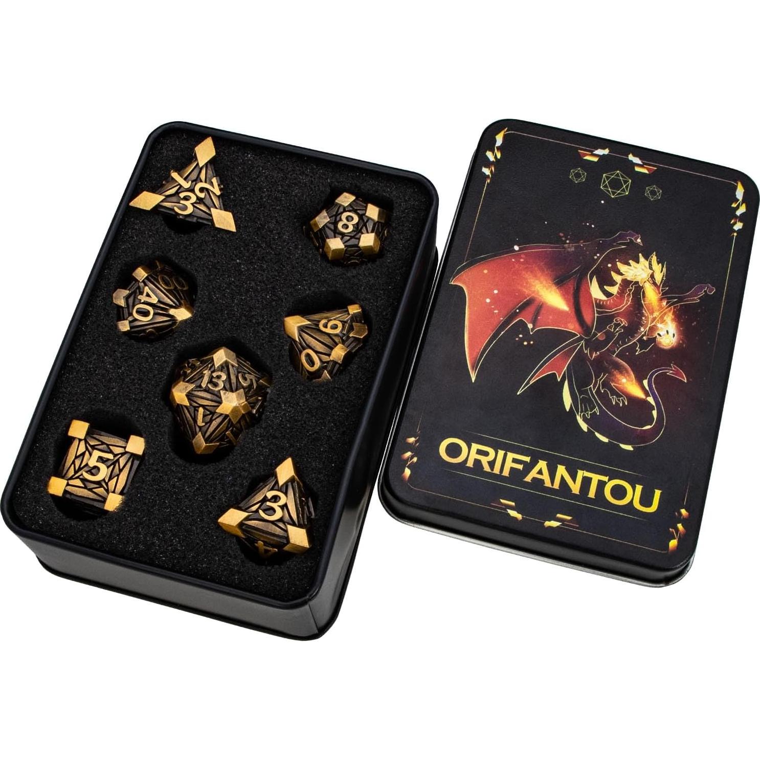 Juego de Dados de Metal 7 Piezas ORIFANTOU para D&D