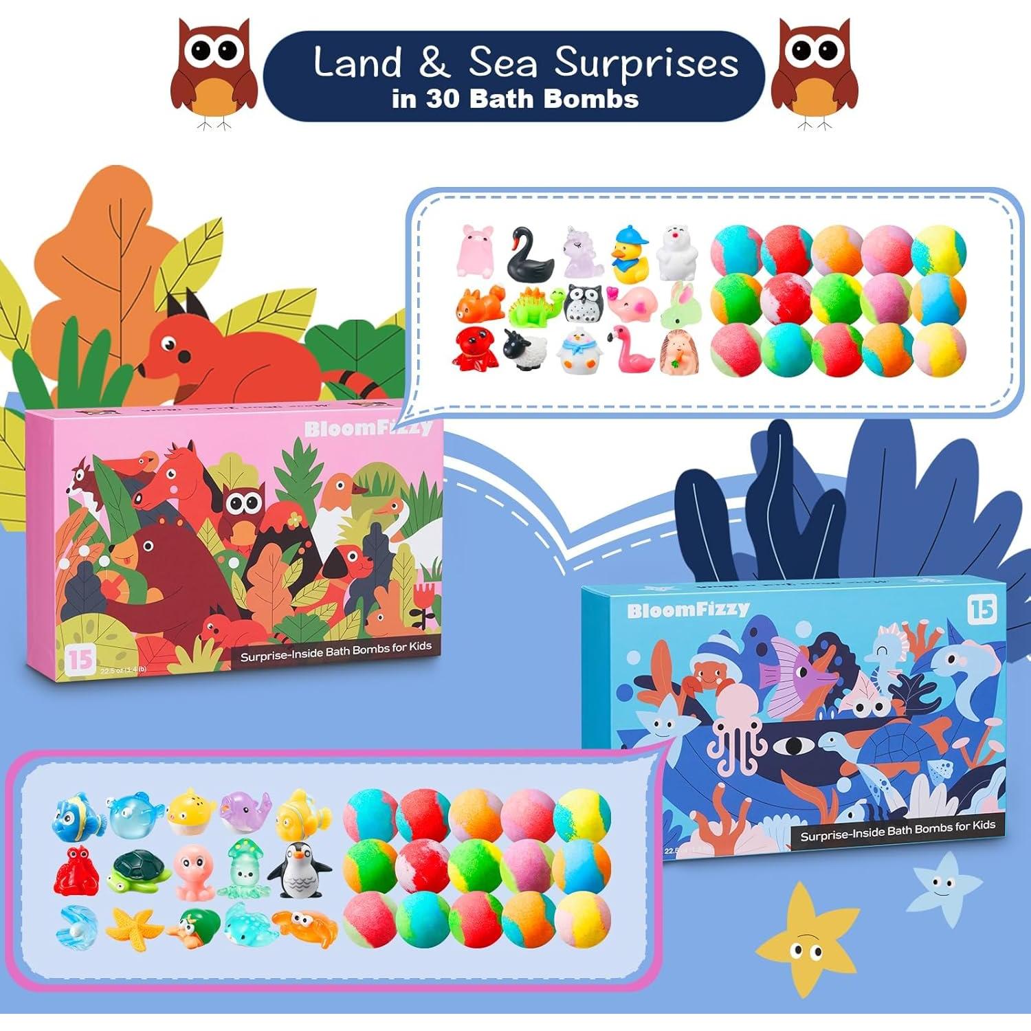 30 Bombas de Baño BloomFizzy con Juguetes Sorpresa para Niños
