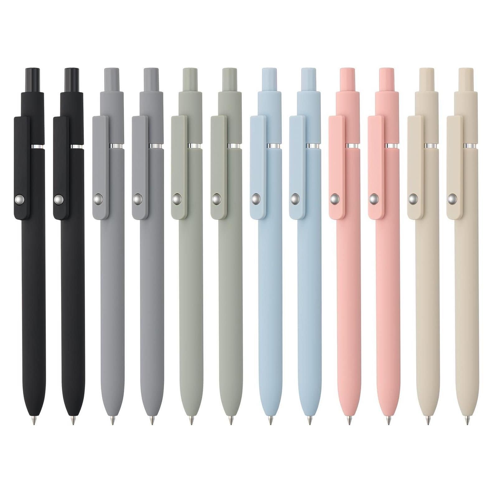 Bolígrafos de Gel LINFANC 12 Piezas Punta Fina 0.5mm Tinta Negra