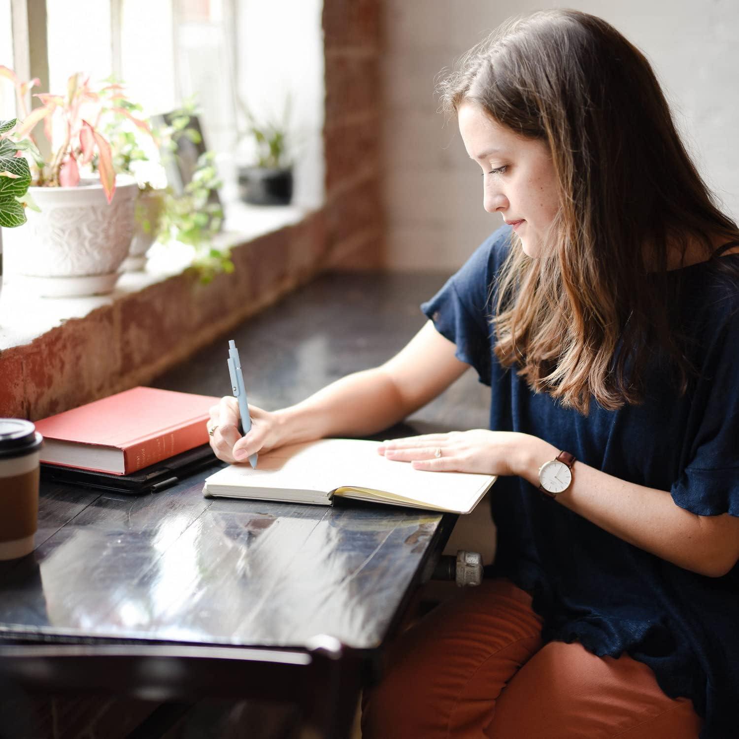Bolígrafos de Gel LINFANC 12 Piezas Punta Fina 0.5mm Tinta Negra