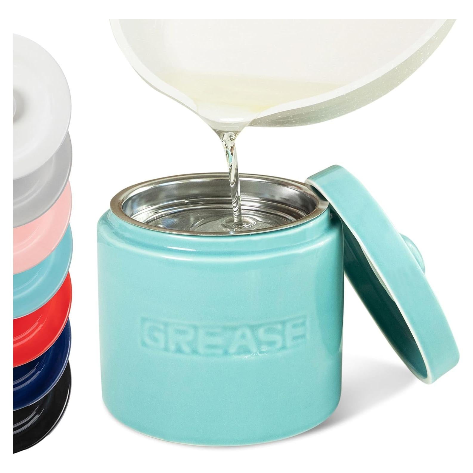 Contenedor de Grasa de Tocino Cerámica 0.95L con Colador