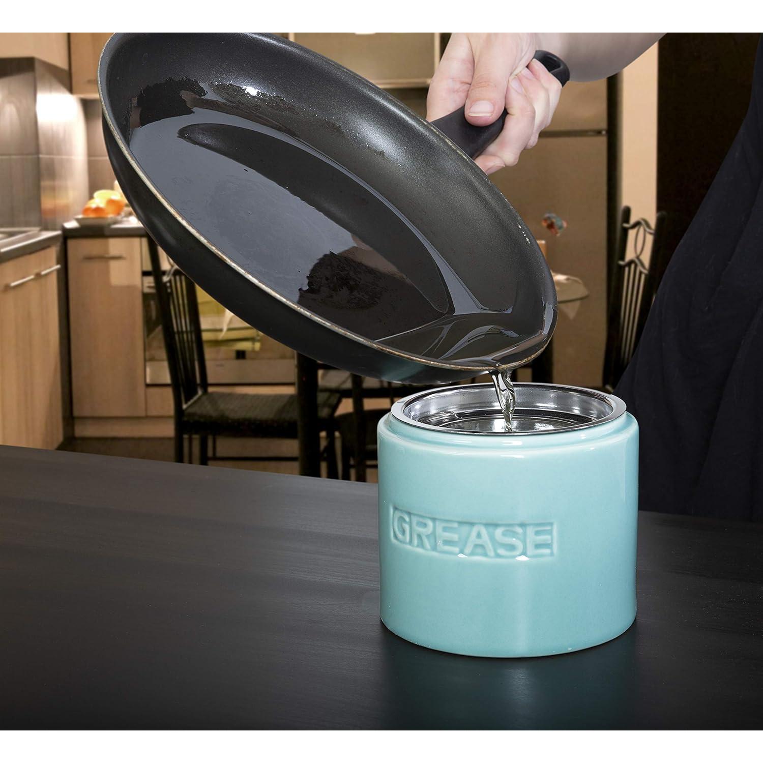 Contenedor de Grasa de Tocino Cerámica 0.95L con Colador