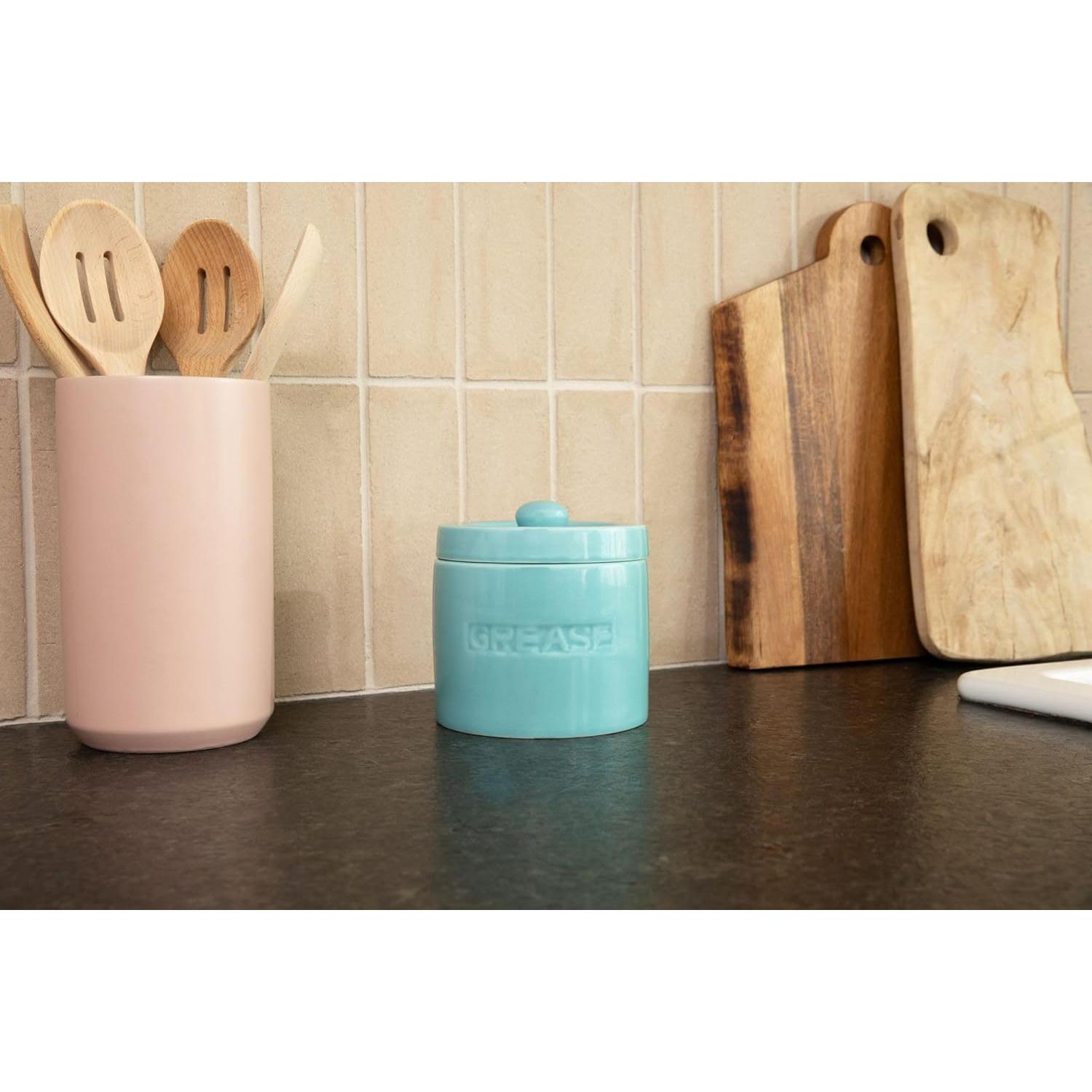 Contenedor de Grasa de Tocino Cerámica 0.95L con Colador