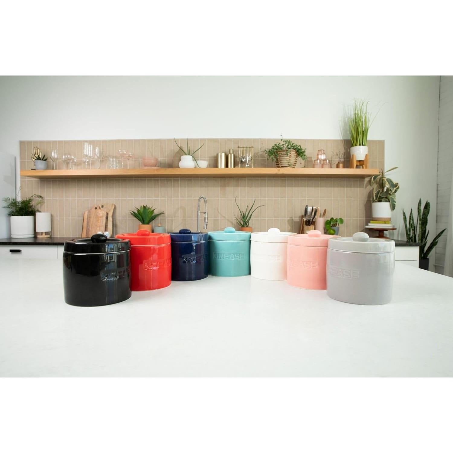 Contenedor de Grasa de Tocino Cerámica 0.95L con Colador