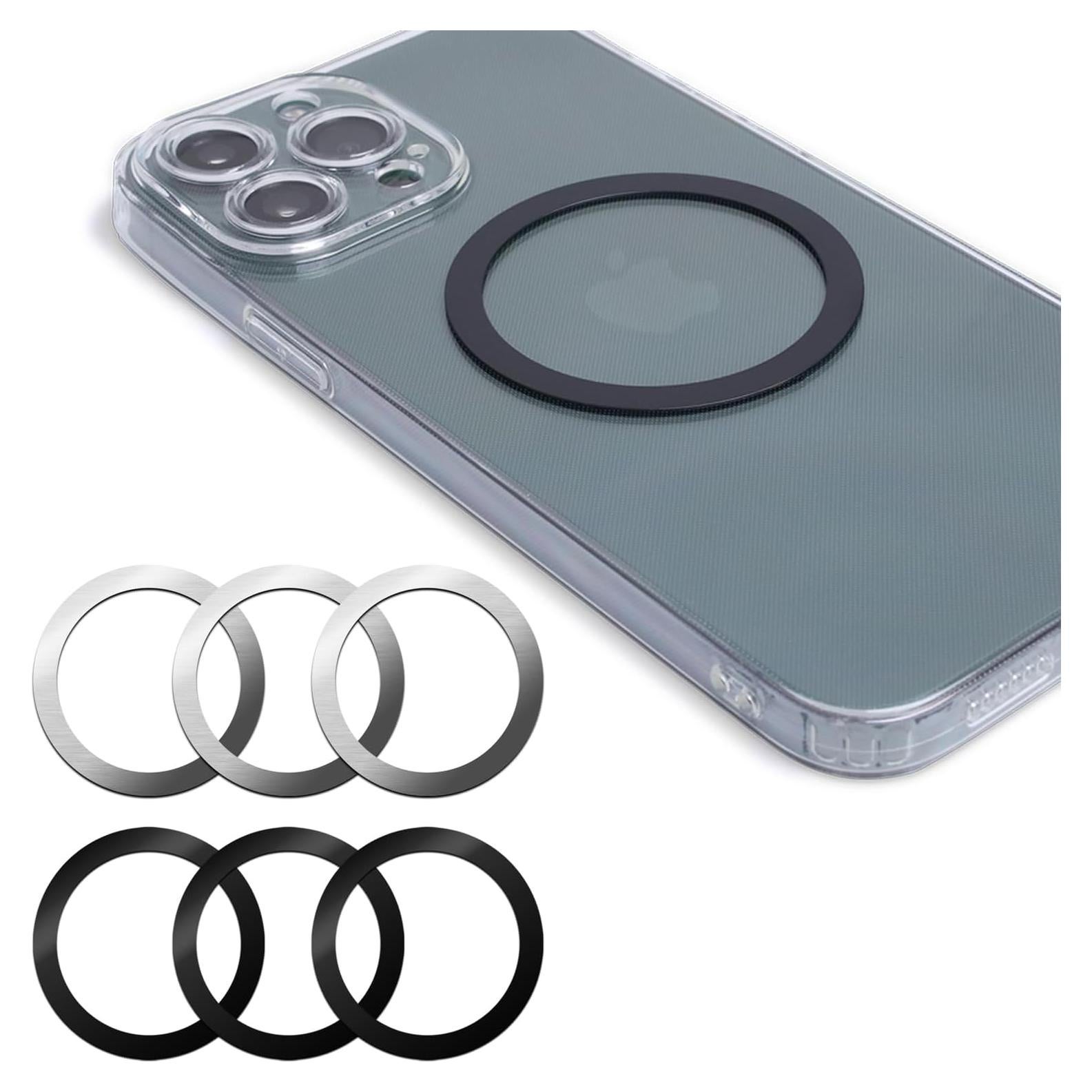 Anillos Metálicos Universales Wannap Magsafe 3 Negros + 3 Platas