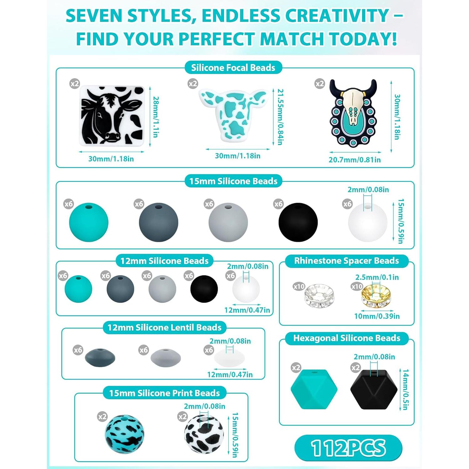 112 Cuentas de Silicona FIVEIZERO 12mm 15mm para Manualidades