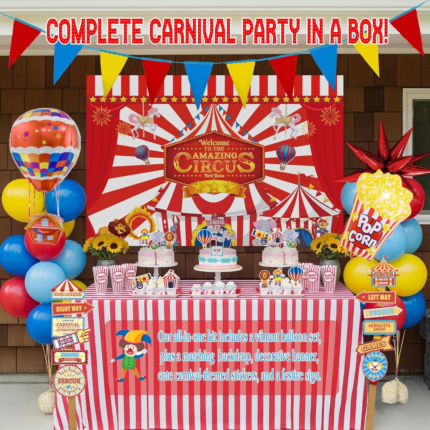 Kit de Decoración de Fiesta Circo Yeewaka con Globos y Pancarta