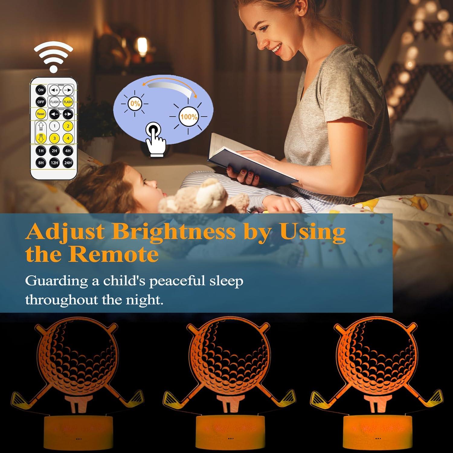 Lámpara Nocturna 3D de Golf Colortown con Control Remoto