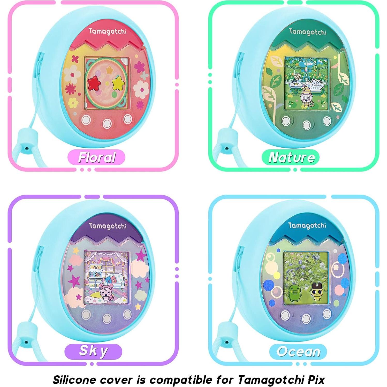 Funda de Silicona MGZNMTY para Tamagotchi Pix con Correa Azul